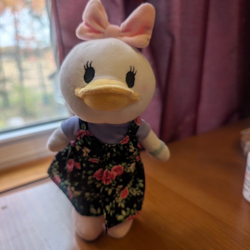 Plush Duck Toy with Floral Outfit